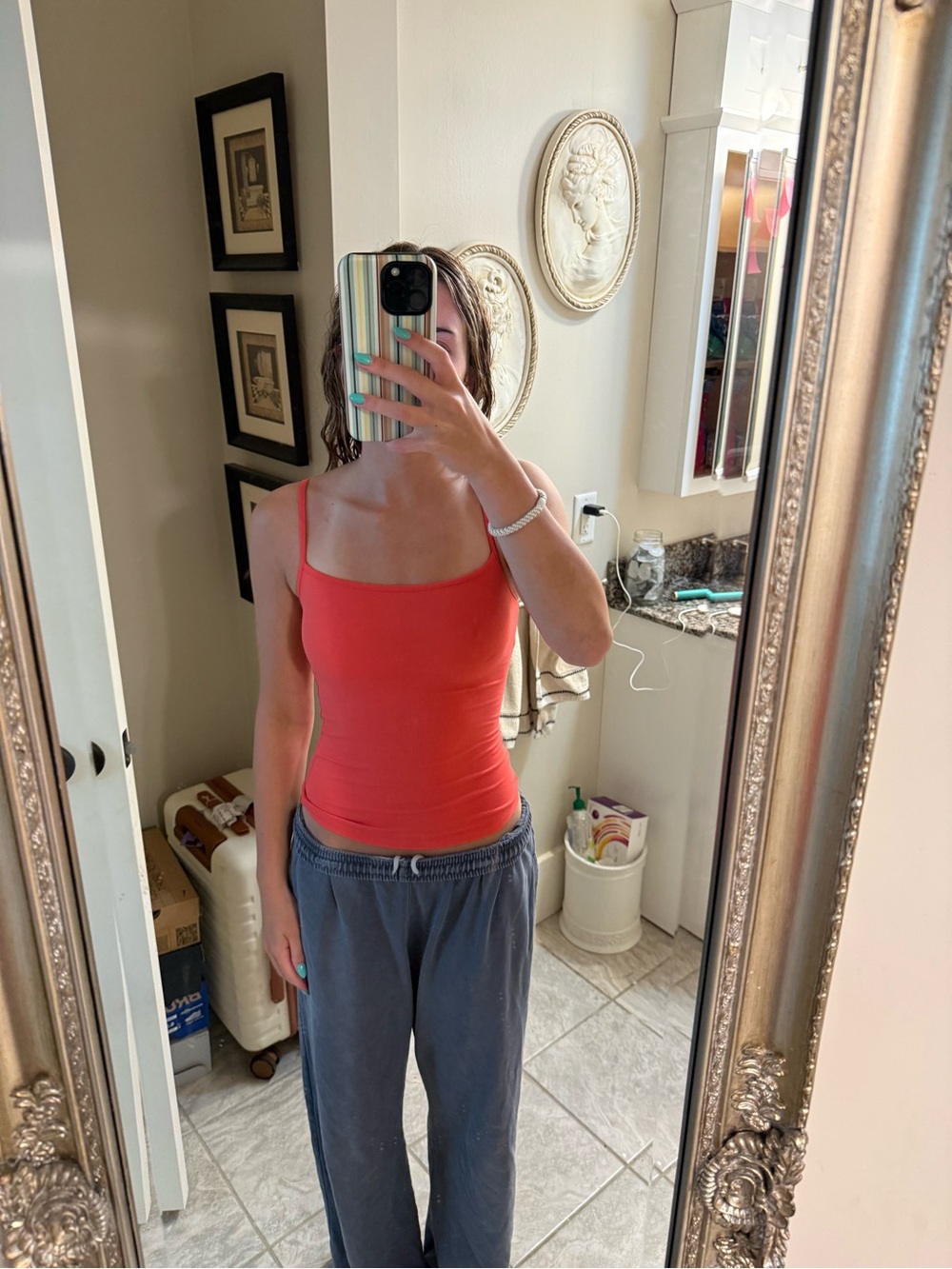 Garage Women's Orange Slim Fit Spaghetti Strap Tank Top